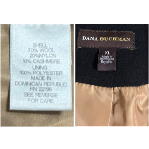 Vintage Cashmere Wool Coat Luxury Classic Two Tone Camel Tan Black Women Size XL - Picture 9 of 16